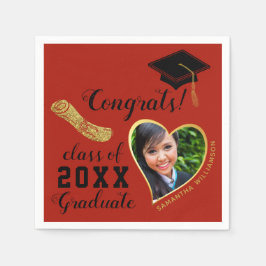 Red Black Guld, klass 2025 Photo Studenten Pappersservett