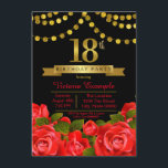 Red Black Guld Röd ros 18:e Födelsedagsfesten Inbjudningar<br><div class="desc">Flickor 18:e födelsedagsfest inbjudan med vackra guld-nummer och foliebanderoller på söt röd svart och guld ro blommigt. Den här eleganten är modern röd och guld 18:e födelsedagsfest inbjudan är lätt att anpassa för ditt evenemang genom att helt enkelt lägga till dina uppgifter i det typsnitt du föredrar i stil. Du...</div>