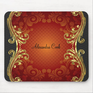 Red Black & Guld Tones Vintage Swirls-Monogram Musmatta