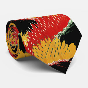 RED BLACK GULT ABSTRAKT JAPANESE BLOMMIGT SLIPS