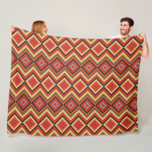 Red Black Gult Native American Blanket Mönster Fleecefilt