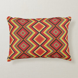 Red Black Gult Native American Blanket Mönster Prydnadskudde