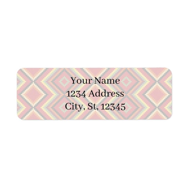 Red Black Gult Native American Blanket Mönster Returadress Etikett (Framsidan)