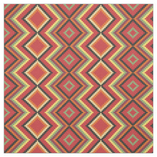 Red Black Gult Native American Blanket Mönster Tyg