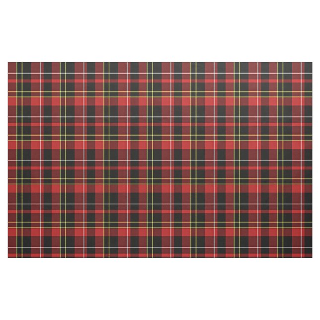 Red Black Gult White Tartan Squares Mönster Tyg (Fat Quarter)