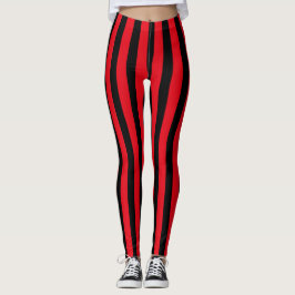 Red & Black Halloween Rand Pirat Costume Leggings