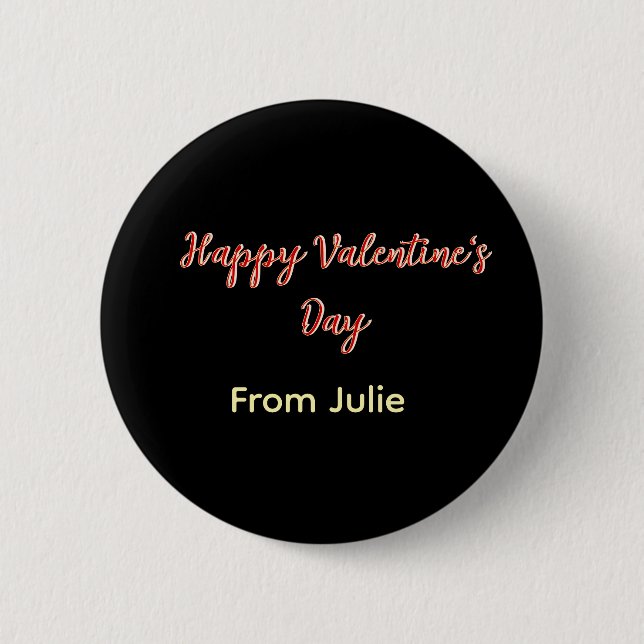 Red black happy Valentine's day from name stylish  Knapp (Framsida)