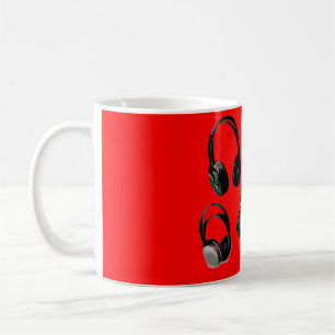 Red Black Headphone Silhouettes Pop Art Kaffemugg