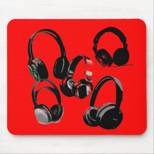 Red Black Headphone Silhouettes Pop Art Musmatta