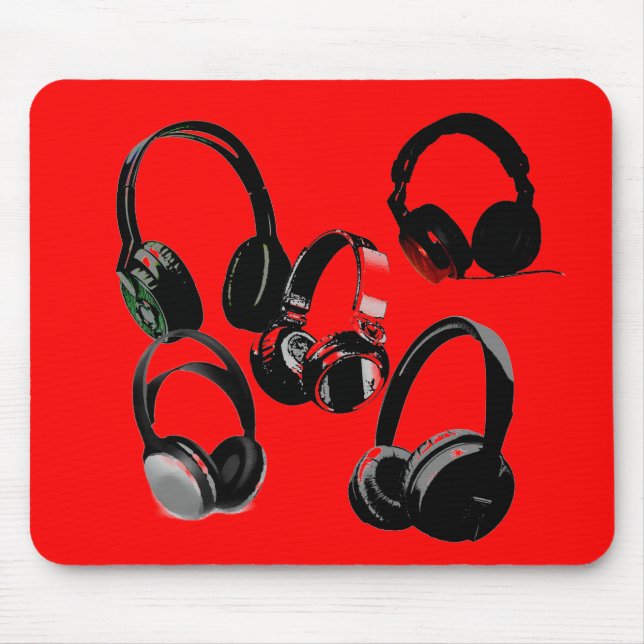 Red Black Headphone Silhouettes Pop Art Musmatta (Framsidan)