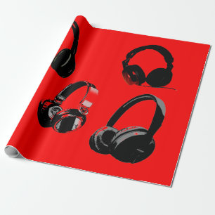 Red Black Headphone Silhouettes Pop Art Presentpapper