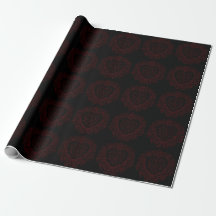 Red & Black Heart Gothic Bröllop Wrapping Papper