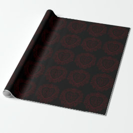 Red & Black Heart Gothic Bröllop Wrapping Papper Presentpapper