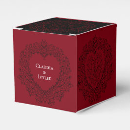Red Black Heart Swirls Gothic Bröllop Presentaskar