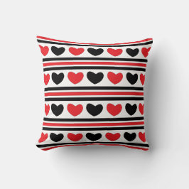 Red Black Hearts Rand Valentines day Mönster Kudde