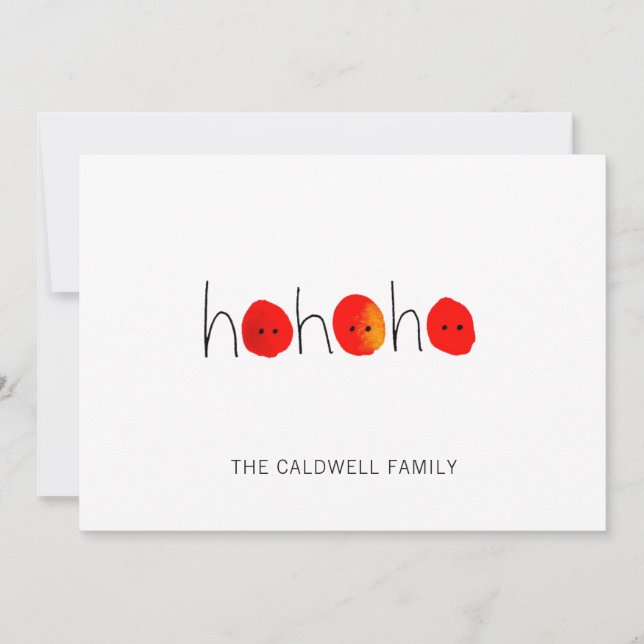 Red & Black Ho Ho Ho Hand-målad jul Julkort (Framsida)
