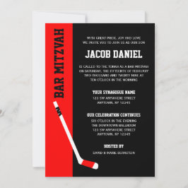 Red Black Hockey Pub Mitzvah-inbjudningar Inbjudningar
