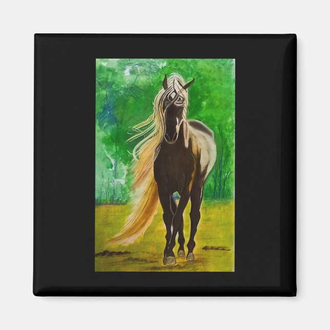 Red Black Horses  Horse Lovers Flo Magnet (Framsidan)