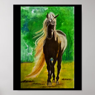 Red Black Horses Horse Lovers Flo Poster