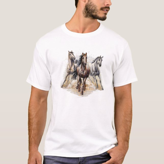 Red Black Horses  Horse Lovers Flo T Shirt (Framsida)