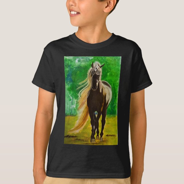 Red Black Horses  Horse Lovers Flo T Shirt (Framsida)