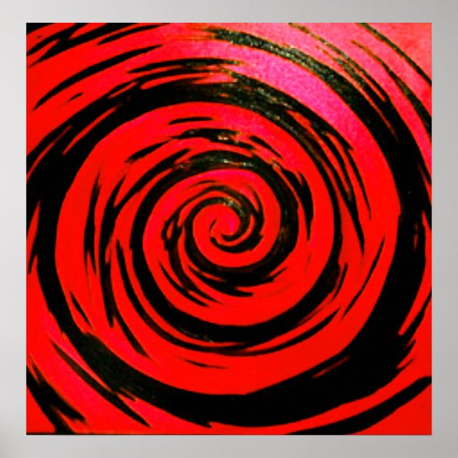 Red & Black Hypnotic Swirl Art Poster (Framsidan)
