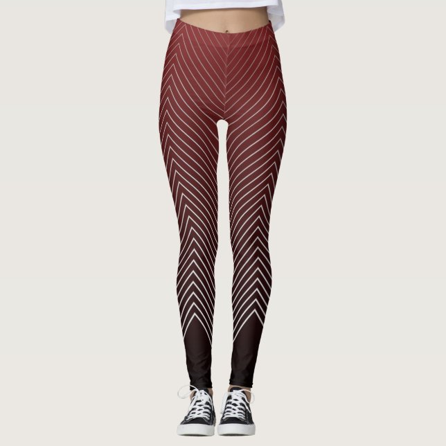 Red Black Illusion Yoga Leggings (Framsida)