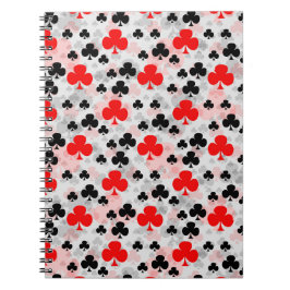 Red Black Klöver Klubb Abstrakt Mönster Design Anteckningsbok