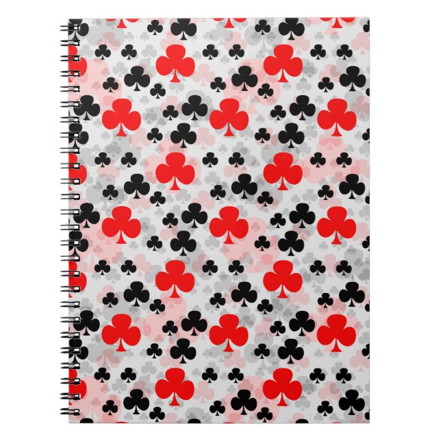 Red Black Klöver Klubb Abstrakt Mönster Design Anteckningsbok (Framsidan)