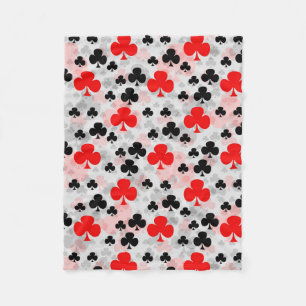 Red Black Klöver Klubb Abstrakt Mönster Design Fleecefilt