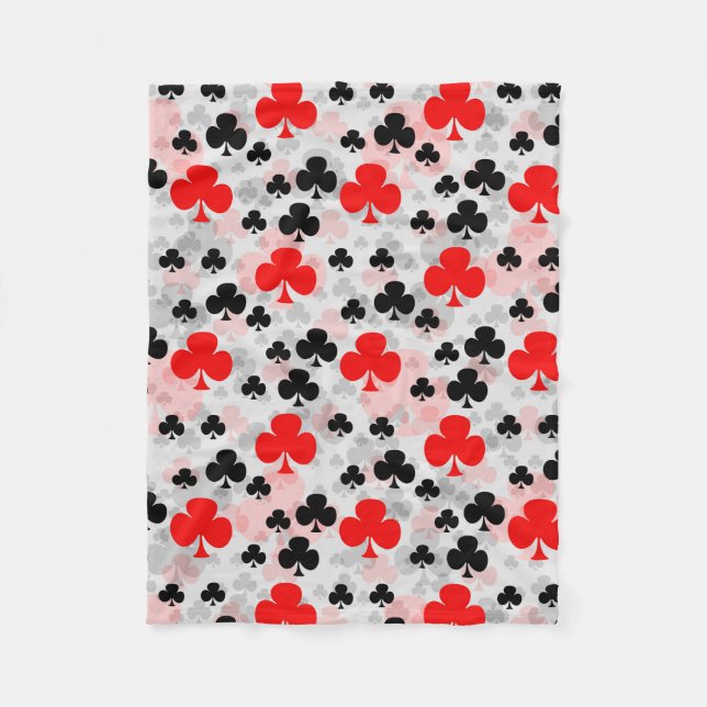 Red Black Klöver Klubb Abstrakt Mönster Design Fleecefilt (Framsidan)