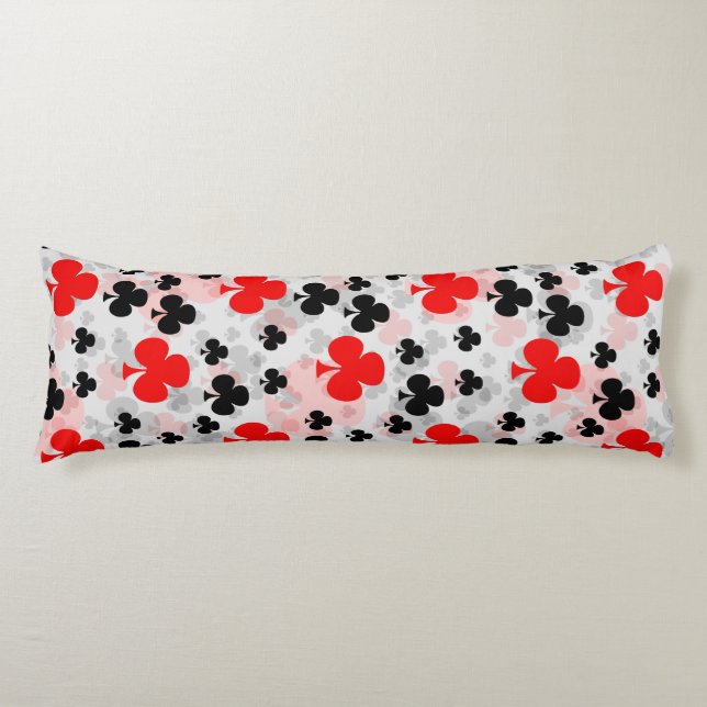 Red Black Klöver Klubb Abstrakt Mönster Design Kroppskudde (Framsidan)
