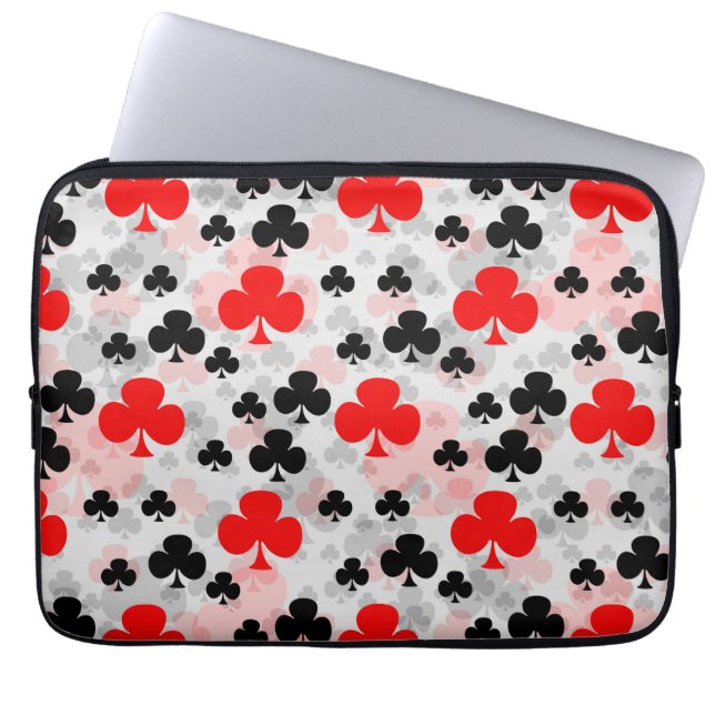 Red Black Klöver Klubb Abstrakt Mönster Design Laptop Fodral (Framsidan)