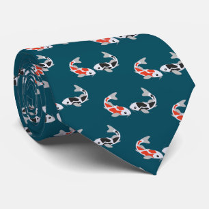 Red & Black Koi Fish Neck Tie Slips