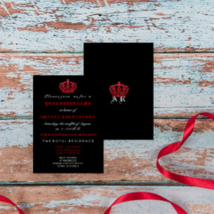 Red Black Krona Royal Glitter Gothic White Inbjudningar