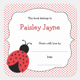 Red Black Ladybug-bokplåtar / ta med en dusch från Fyrkantigt Klistermärke