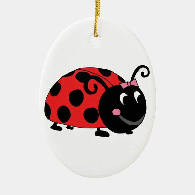 Red Black Ladybug Julgransprydnad Keramik (Framsidan)