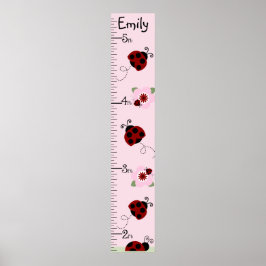 Red & Black Ladybugs Growth Chart Behålla 8 x 44! Poster