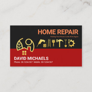 Red Black Lagrar Guld Home Handyman Verktyg Visitkort