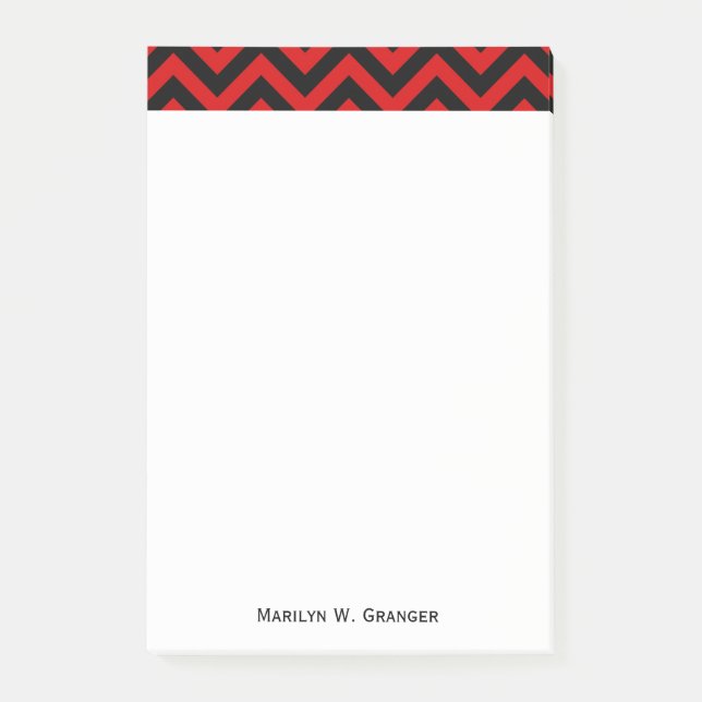 Red, Black Large Chevron ZigZag Mönster Post-it Block (Framsida)