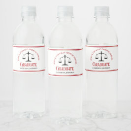 Red Black Law School Anpassningsbar Studentfest Vattenflaskor Etikett