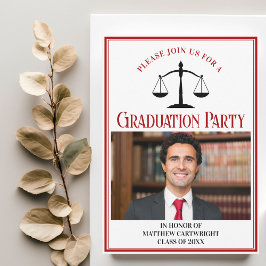 Red Black Law School Studenten Photo Party Inbjudningar