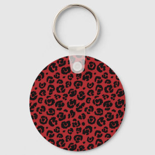 Red Black Leopard Skriv ut Nyckelring