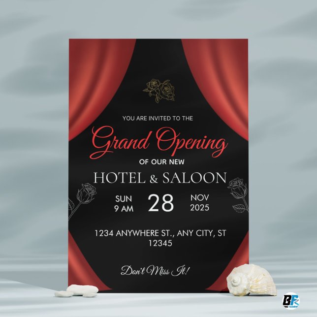 Red & Black Linjer New Business Grand Open Inbjudningar (Skapare uppladdad)