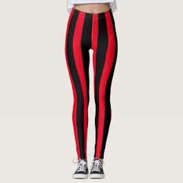 Red & Black Lodrät Rand Halloween Costume Leggings