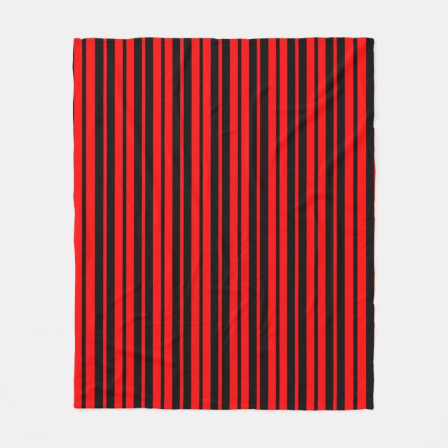 Red Black Lodrät Rand Mönster Fleecefilt (Framsidan)