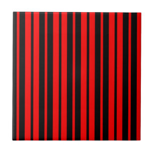 Red Black Lodrät Rand Mönster Kakelplatta