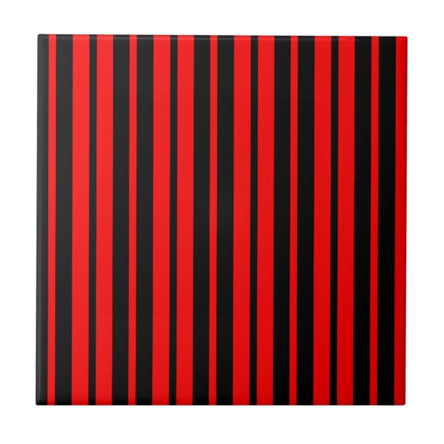 Red Black Lodrät Rand Mönster Kakelplatta (Framsidan)