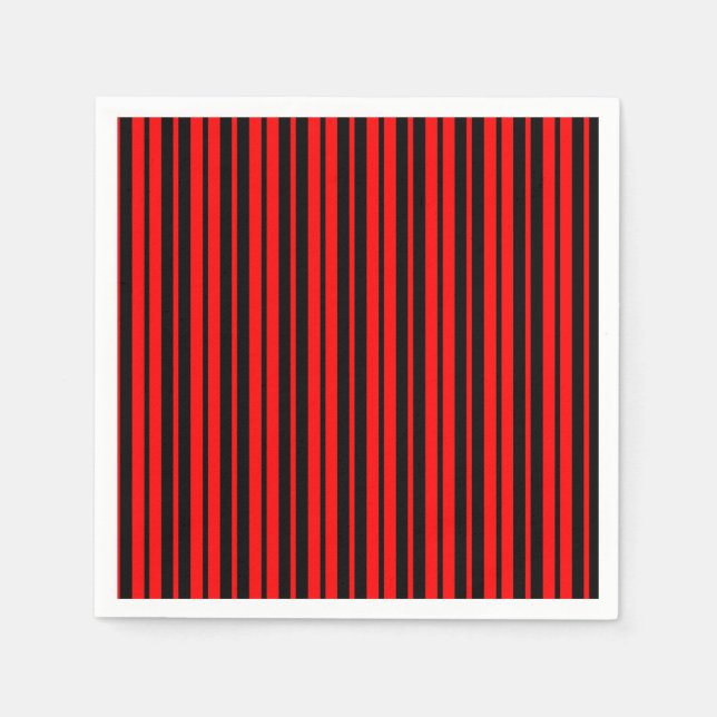 Red Black Lodrät Rand Mönster Pappersservett (Framsidan)