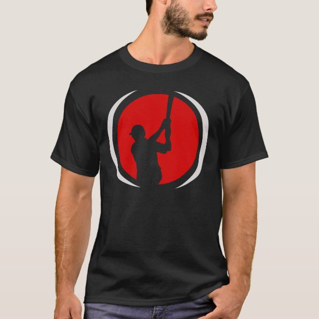 Red Black Logotyp Baseball Batter T Shirt (Framsida)